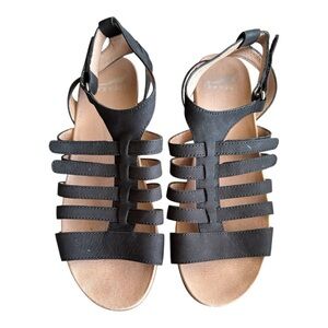 Dansko Athena Black Nubuck Women's Comfort‎ Sandal  38 EU Multiple Adj Straps
